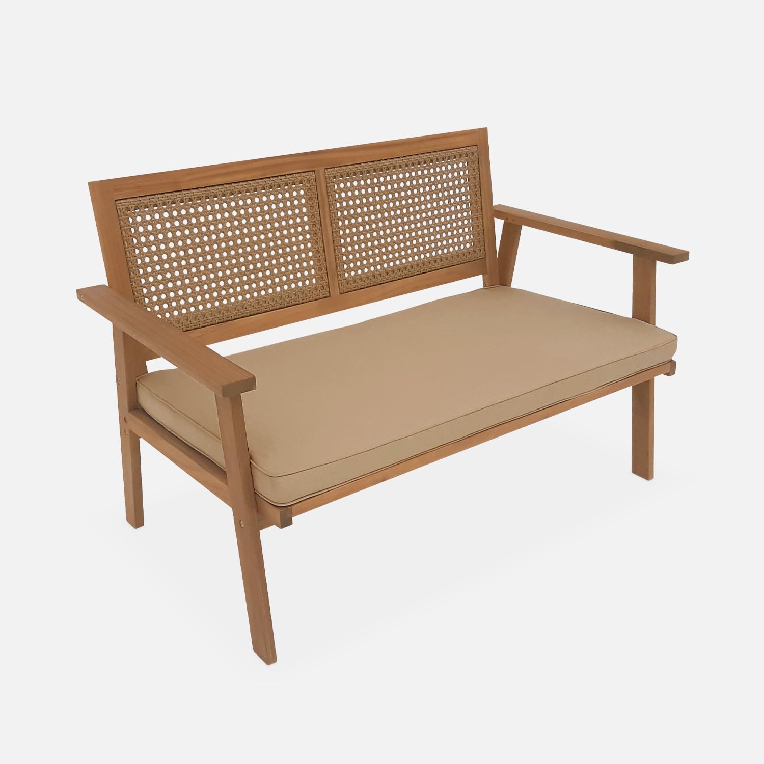 Alice's Garden - Salon de Jardin. Bohémia. cannage Rond. canapé 2 Places. 2 fauteuils. 1 Table Basse 117x64x74 cm