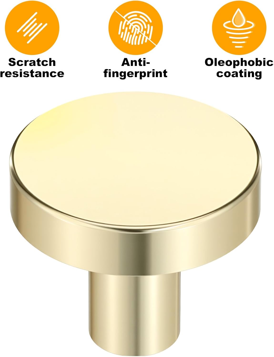 10 Pack Gold Cabinet Knobs Brushed Solid Single Hole Brass Cabinet Pulls 1 Inch (30MM) Diameter Vintage Round Drawer Pulls Kitchen Cabinets Drawer Dresser Top Knobs for Bathroom Cabinets ZH0051 K0021