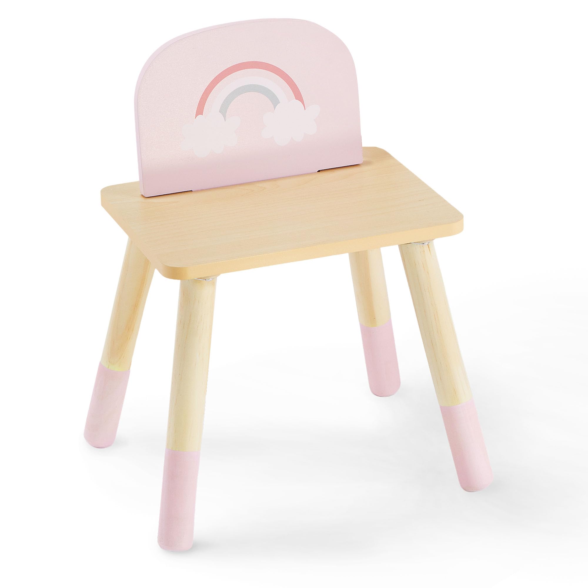 mamabrum Toeletta In Legno Per Bambini Con Specchio LED, Luce Regolabile, Sgabello E Accessori – Arredo Educativo E Creativo Ideale Per La Cameretta E Il Gioco Di Ruolo