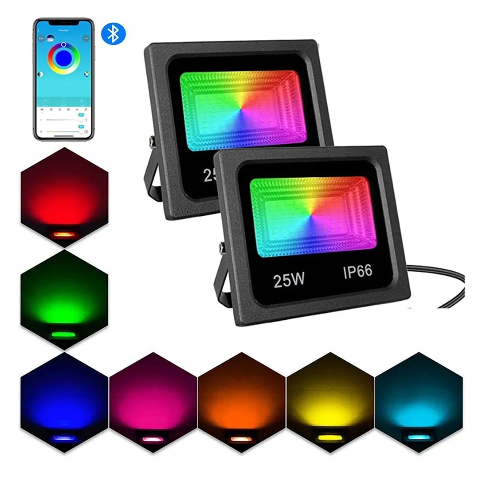 2 PCS Impermeabile 15W 25W Smart LED Luce Di Inondazione RGB APP Controllo Proiettori A Garden Party Paesaggio Illuminazione Scenica Garage da giardino(25W)