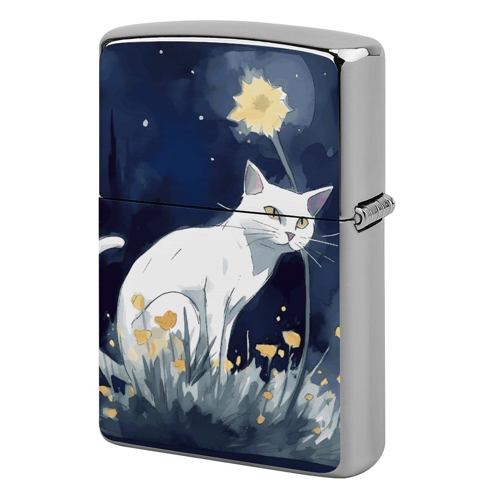 White Cat Lighter Case for Men, Personalized Lighter Cover for Valentine's Day Gifts, Flip-Top Lighters Shell for Outdoor, Portable Lighters Protective Sleeve