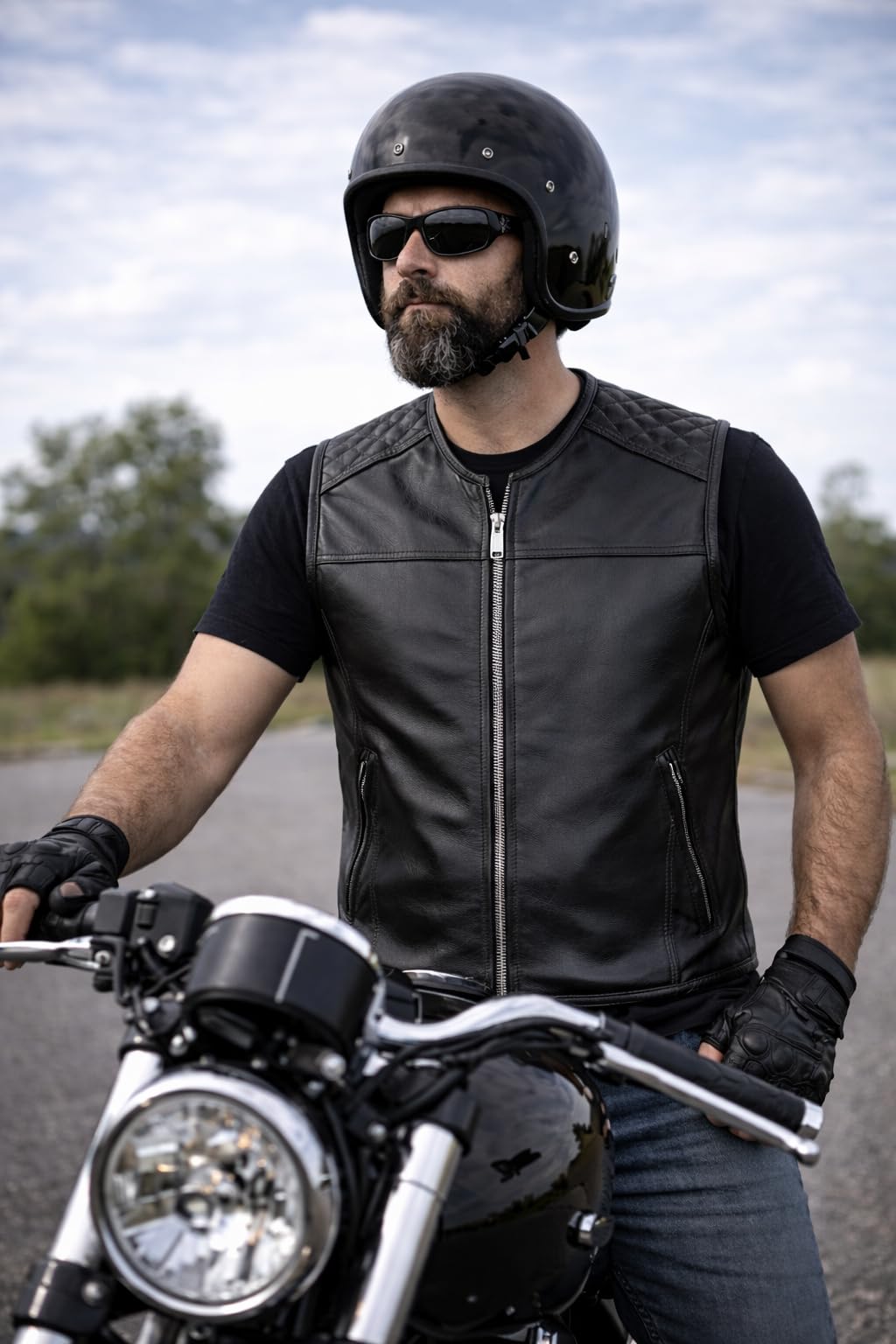 PAULGOS Lederweste Weste Kutte Leder Biker Rocker Motorrad Clubweste Bikerweste Motorradweste Schwarz BW9