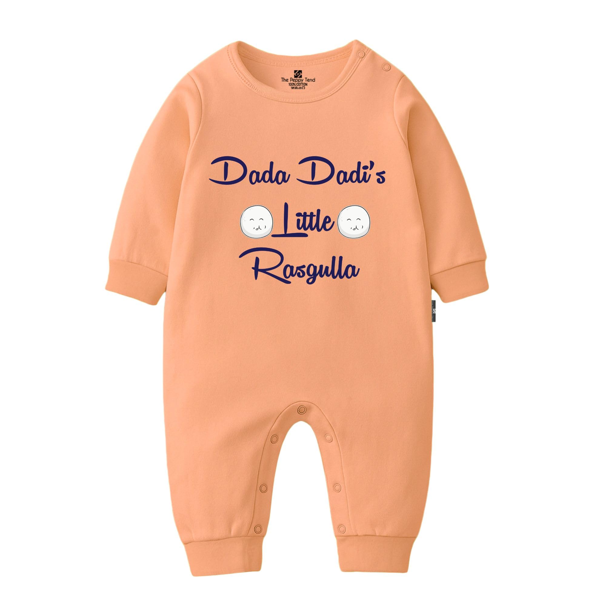 The Peppy Trend Baby Romper for Boys & Girls | Dada Dadi's Little Rasgulla Print | 100% Cotton Full Sleeve Baby Jumpsuit Sleepsuit | Soft Newborn Infant Outfit | 0-12 Months-image-26