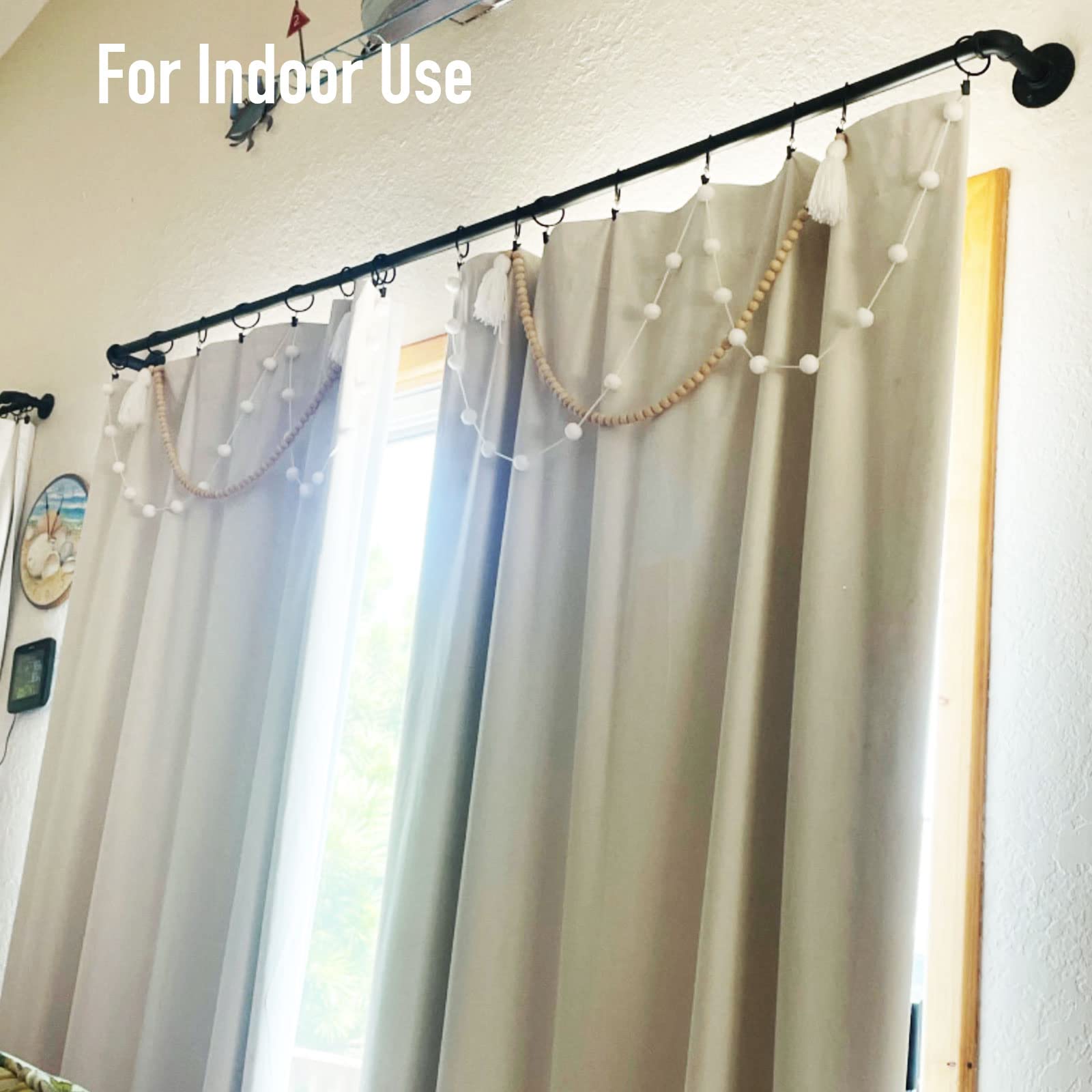 2 Pack 1 Inch Industrial Curtain Rods for Windows 60 to 120 Wrap Around