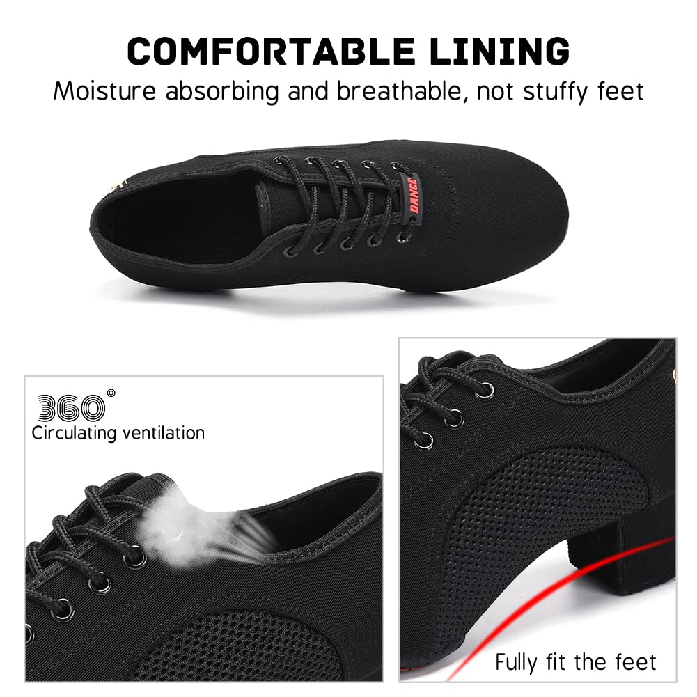 JUODVMP Zapatos De Baile Latinoamericanos Cerrados para Mujer con Cordones Salsa Tango Jazz Zapatos De Baile Training,Modelo ES-NJB