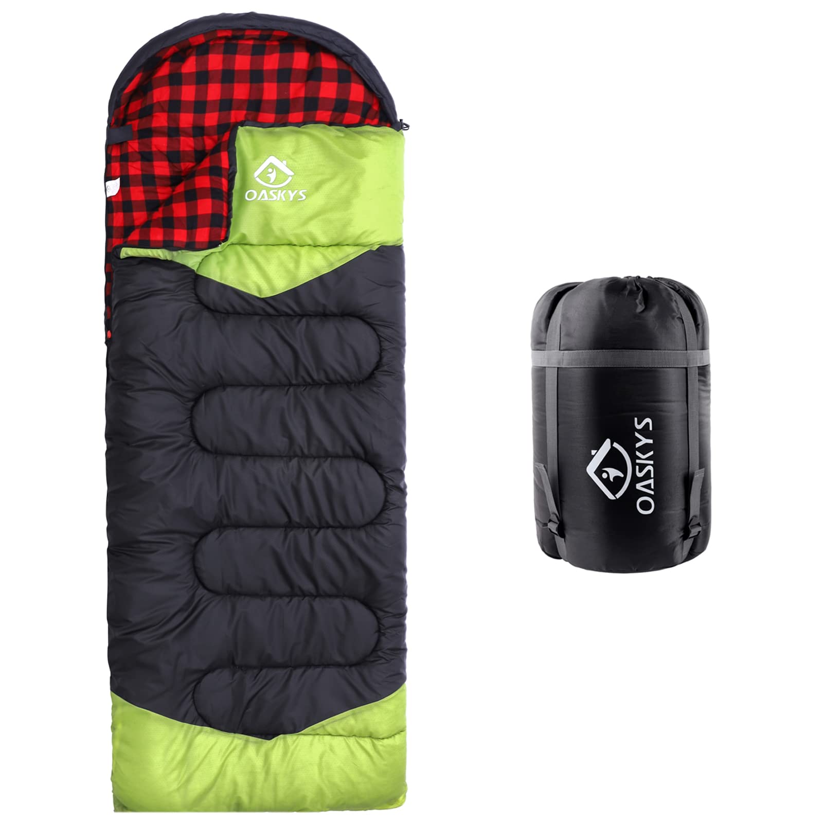 oaskys Camping Sleeping Bag - 3 Season Warm Cool Weather - Summer Spring Fall Lightweight Waterproof for Adults
