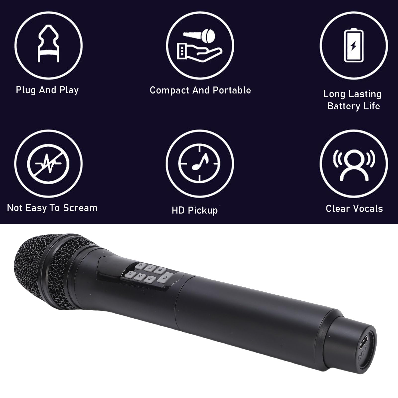 Luocute Microfono Karaoke Portatile Wireless, Microfono Dinamico BT 2.4G con Molteplici Effetti Sonori, Cambi di Voce, per Streaming Live, Canti, Feste di Matrimonio, Chiese