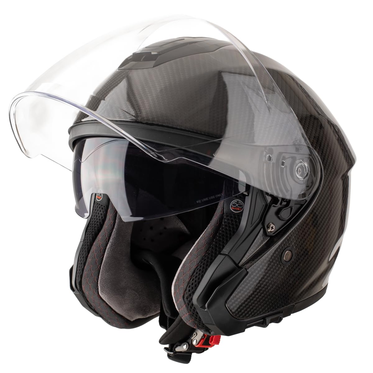 VINZ Bayburt Carbon Jethelm mit Doppelvisier | Leicht & Stark ECE 22.06 Zertifiziert | Roller Helm mit Sonnenblende | Motorradhelm mit Visier | In Gr. XS - XXL