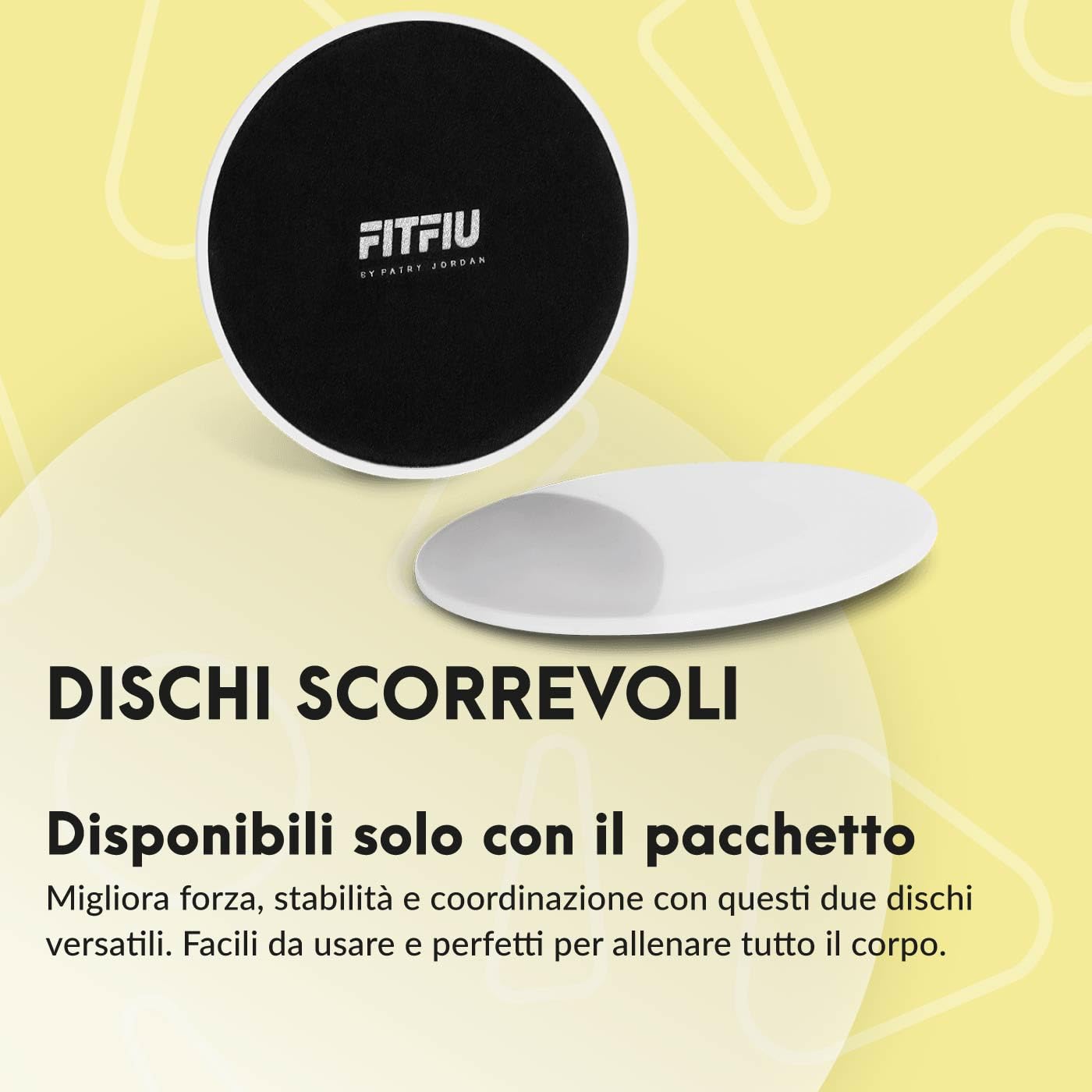 FITFIU Fitness SHAPES KIT - Confezione da 4 accessori sportivi: 1 kettlebell 2 cinghie da polso 2 manubri 2 dischi scorrevoli 1 elastico in acciaio in silicone bianco SHAPES COLLECTION di Patry Jordan