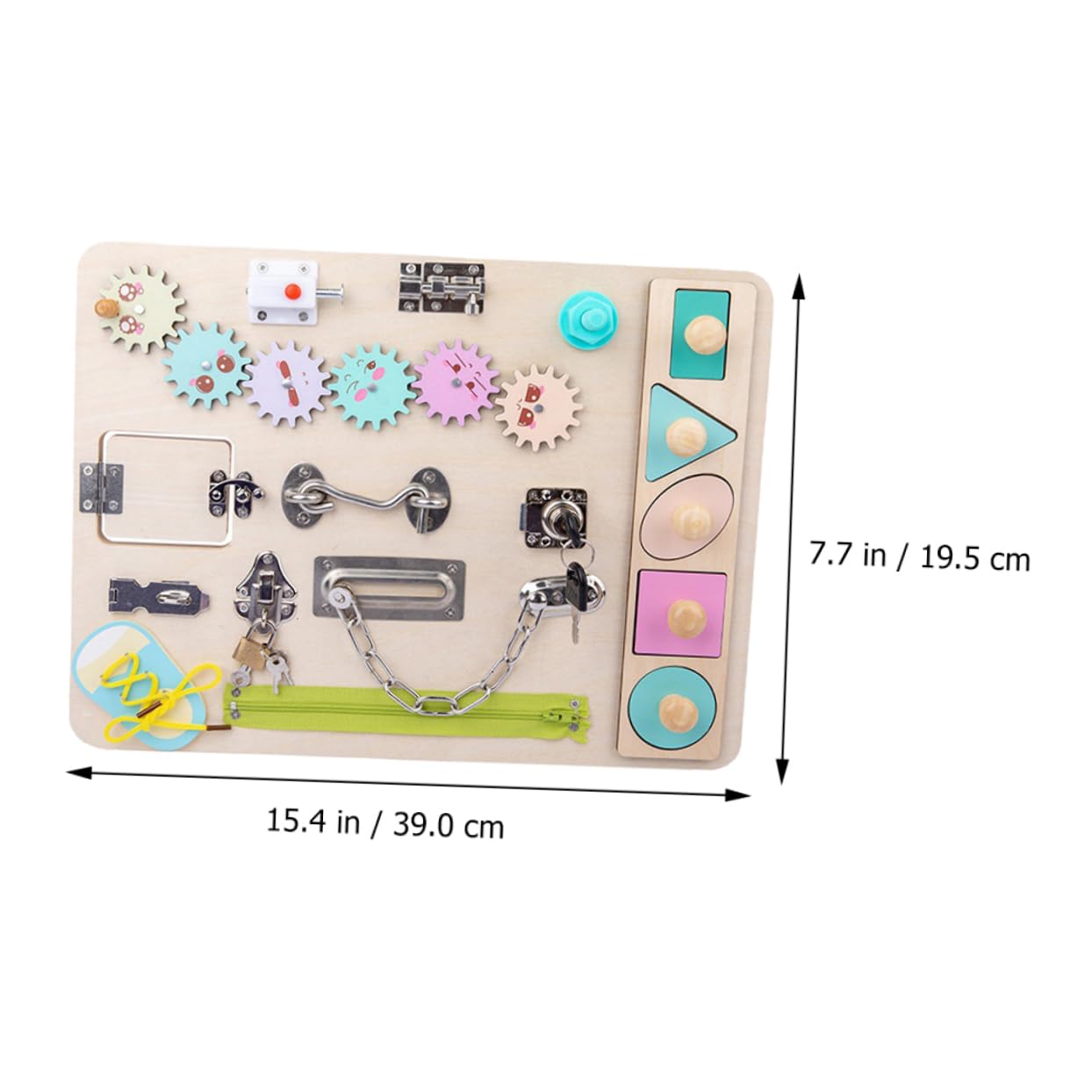 Garneck Giocattolo Busy Board Montessori in Legno per Bambini | Colorato a Cubi, Superficie Ben Levigata, per Interazione Genitore-figlio, Stimola la Curiosità