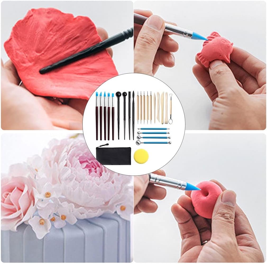 25pcs Polymer Clay Tools Sculpting Kit Sculpt Smoothing Wax Carving Pottery Ceramic Shapers Modeling Carved Tool Set