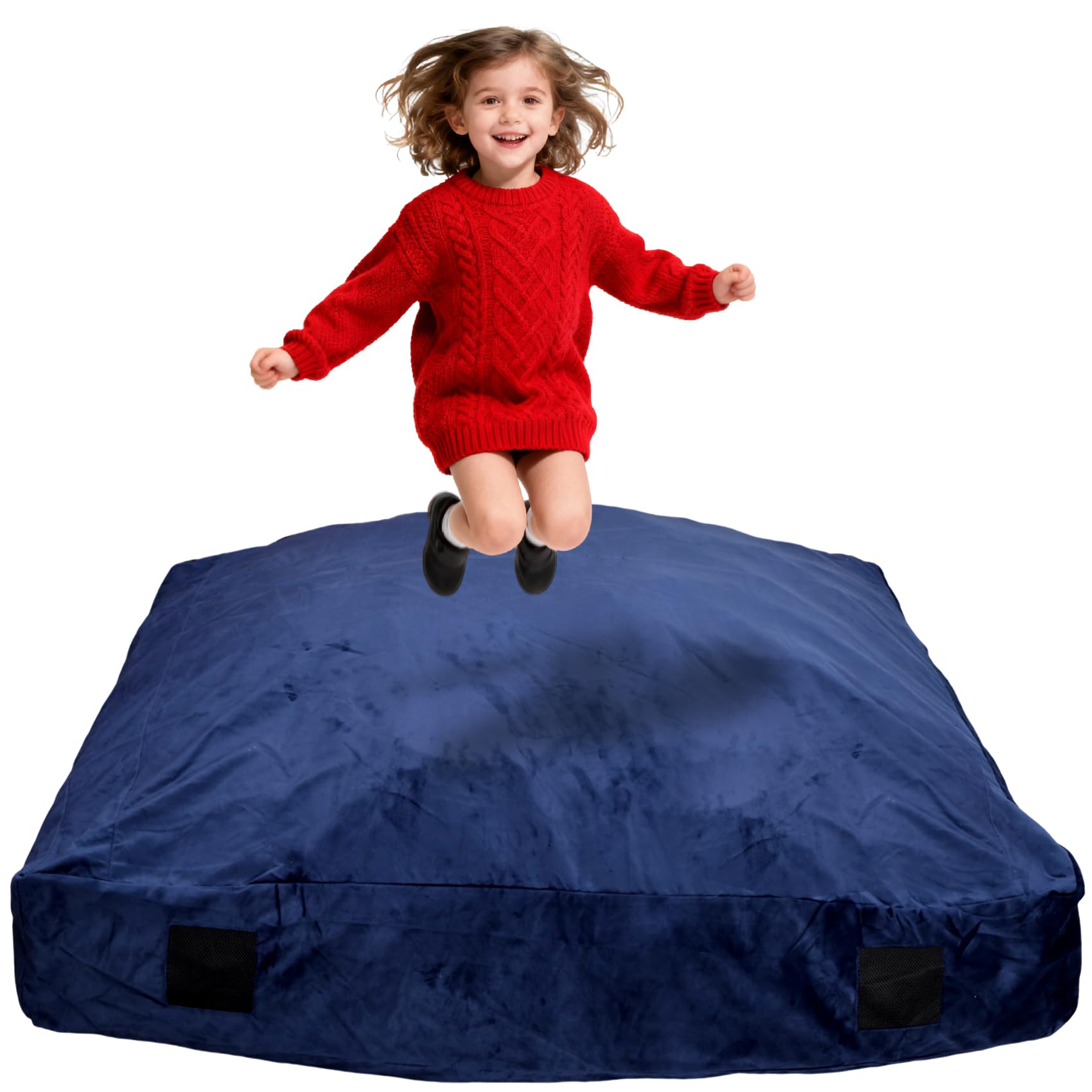 WOUDY Sensory Crash Pad - 4ft X 3ft High-Density Foam Mat With Washable Cover For Kids & Adults (Blue)