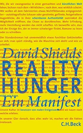 Reality Hunger: Ein Manifest book cover