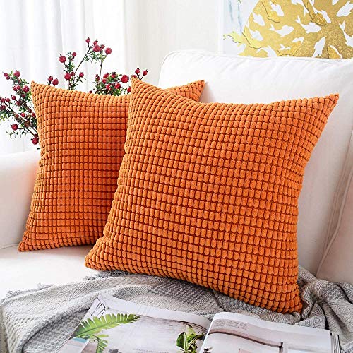 Chenso Neujahr/Weihnachten Dekorationen Cord Soft Decorative Square Throw Kissenbezug Kissenbezüge Kissenbezug Home Decor für Party/Weihnachten-Granulat Orange_60x60cm, 2 Stück