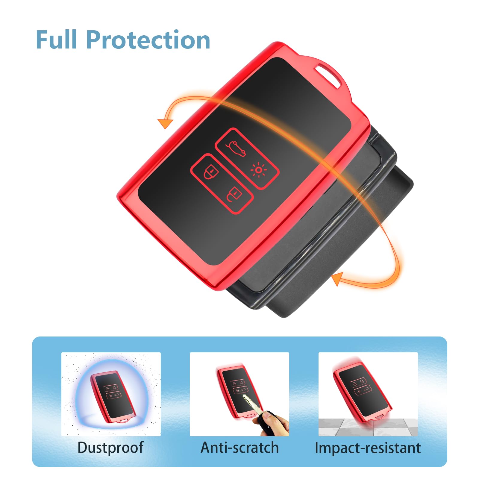 Ontto Leuchtende Schlüsselhülle Für Dacia - Metall Schutzhülle Mit Lichteffekt