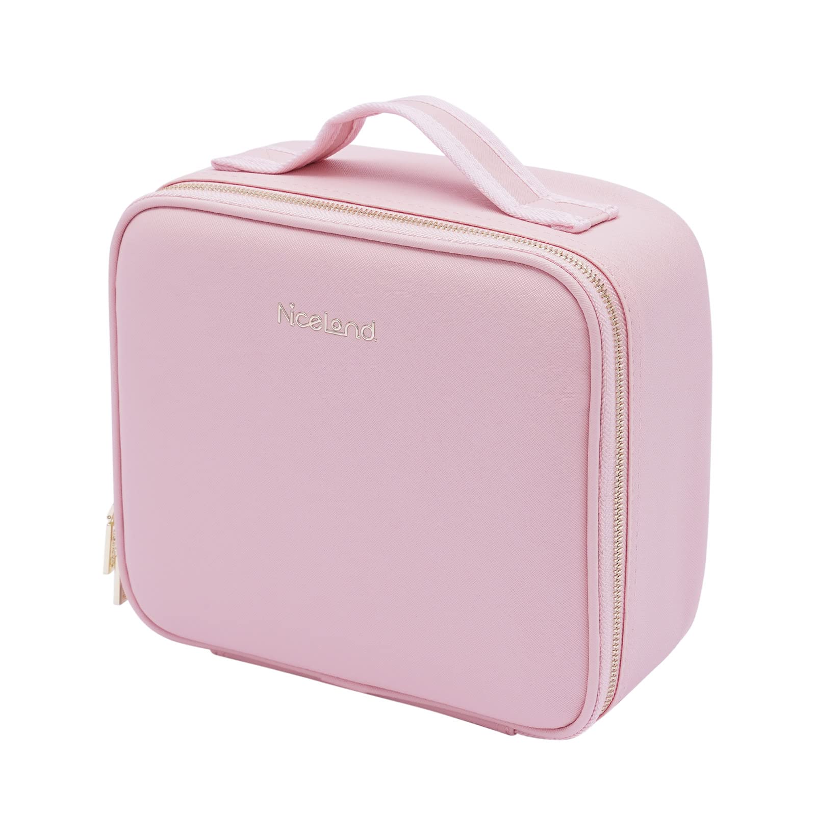 Trousse de maquillage avec miroir LED, grande capacité, trousse de rangement pour outils, pinceaux de maquillage, boîte de rangement portable, rose, Rose, m, Style moderne