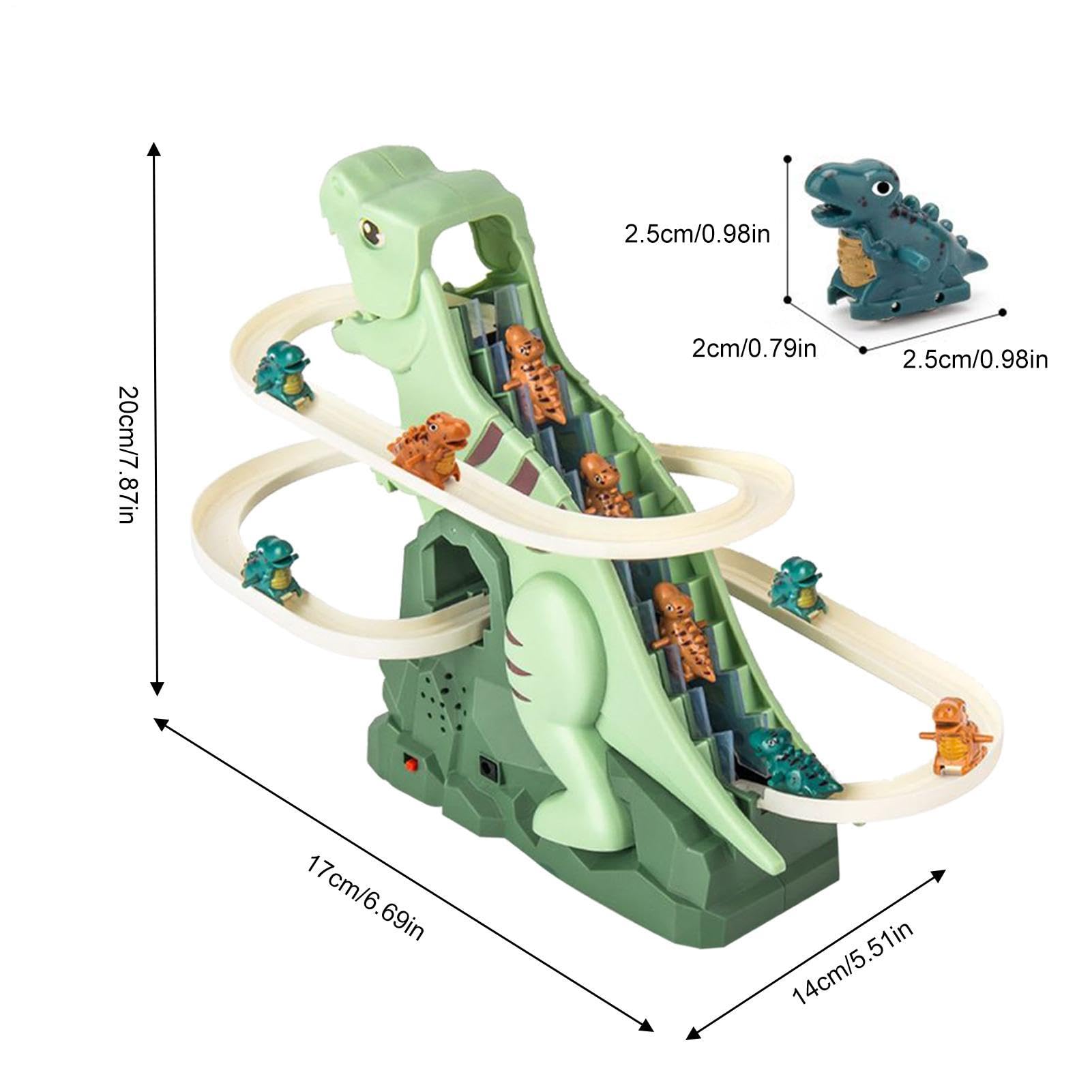 Slide - Jouet De Montagne Russe Dinosaure | Jouet D'escalade Sur Dinosaures Électriques | Light-up Track Playset | Cartoon Racer, Figures En Mouvement Interactives Avec Et