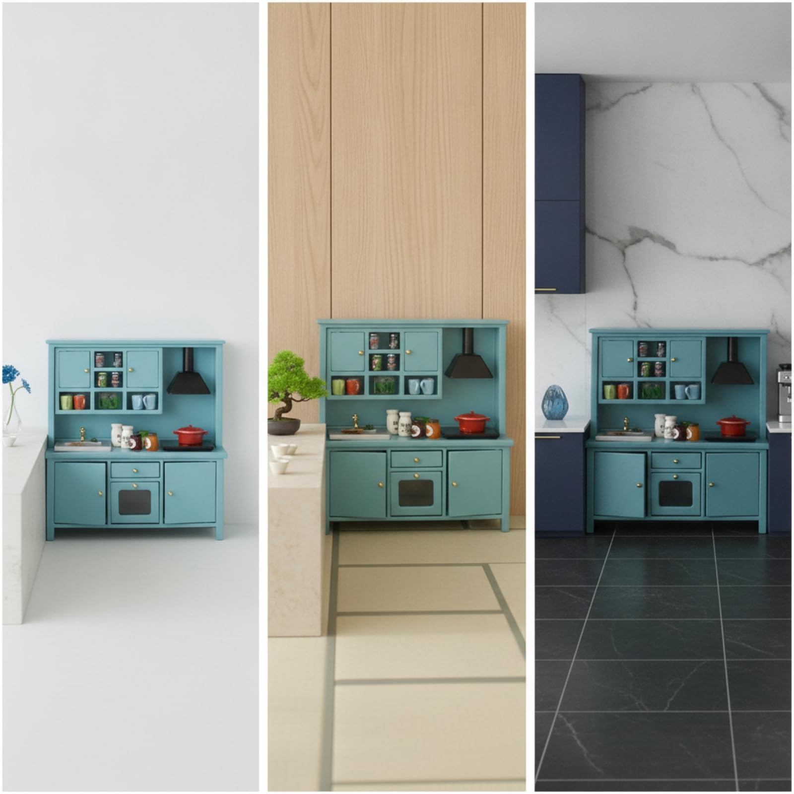 Mobile da Cucina in Miniatura Apribile Cucina in Miniatura Realistico Giocattolo per Collezionisti, Bambini