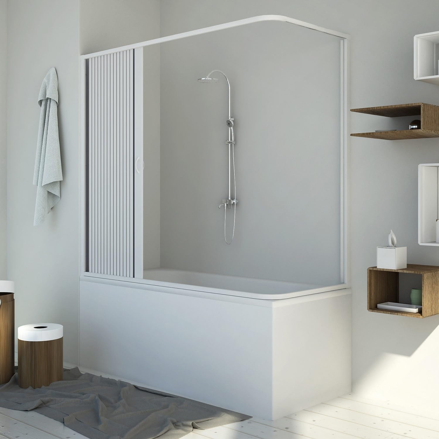 Forte Mampara de Bañera 70x160 CM H150 PVC Mod. Santorini Lateral