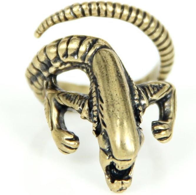 JK Alien monster Punk Gothic jewelry Silver/Gold Color Metal Adjustable Fashion Statement Ring (Gold)