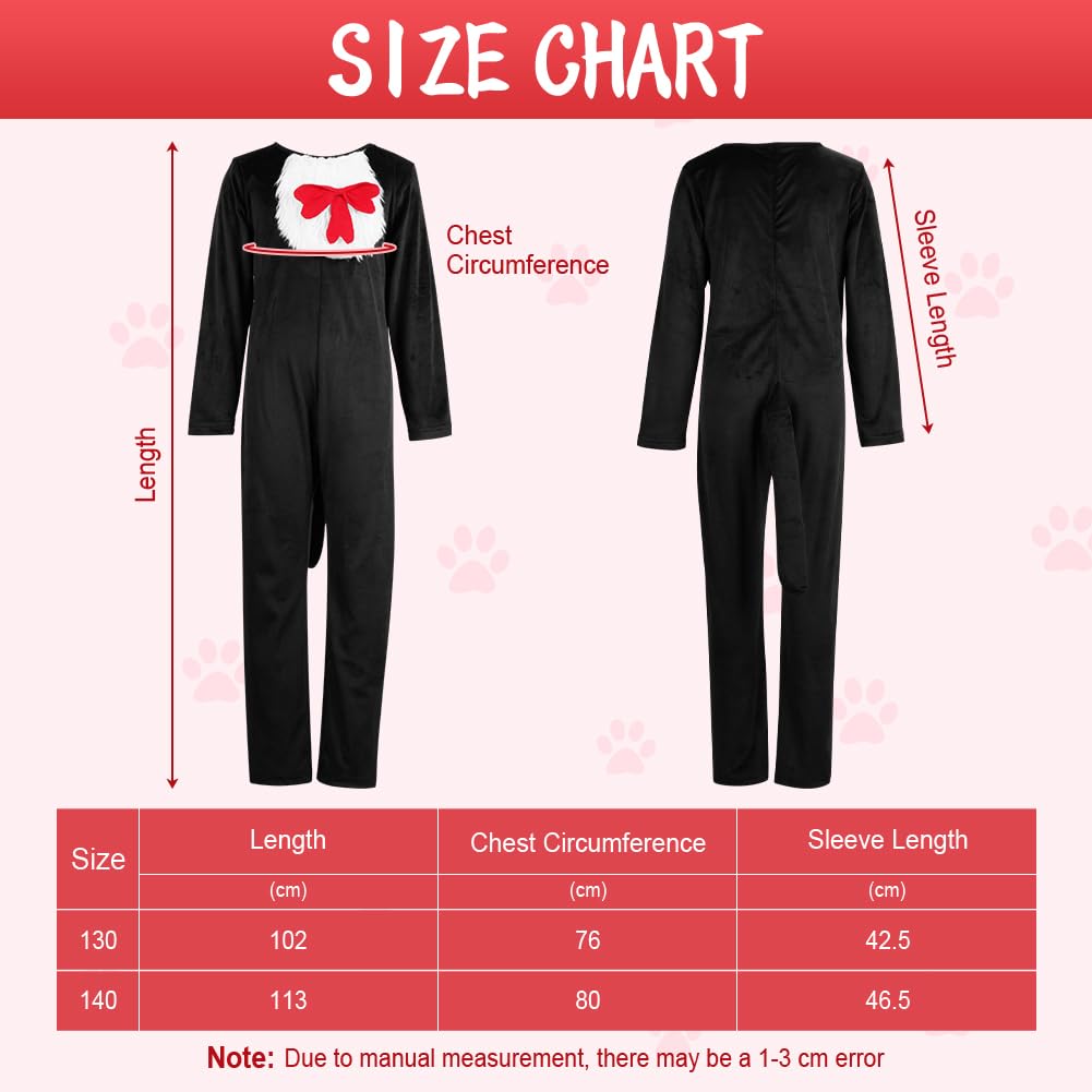 AUYAO Children's Dr. Seuss Cat in the Hat Costume - 3 Pcs Crazy Cat Fancy Dress Jumpsuit for Kids World Book Day & Halloween - Image 2