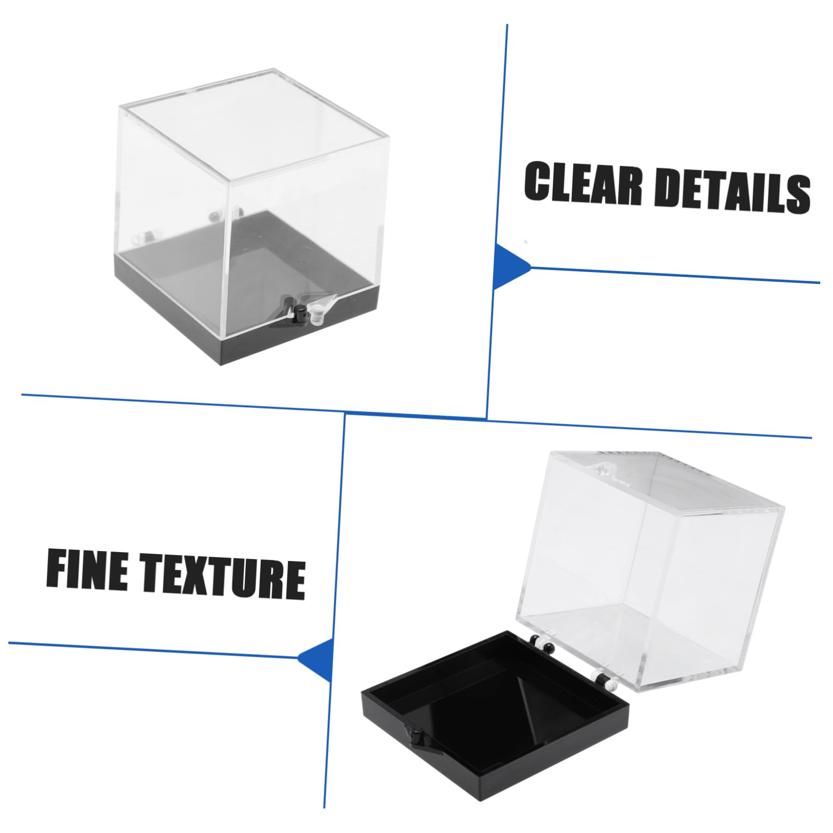 TOYANDONA 8 Pcs Transparent Mineral Collection Display Box Cube Mineral Storage for Rocks Gems Plastic Perky Boxes for Specimen Samples