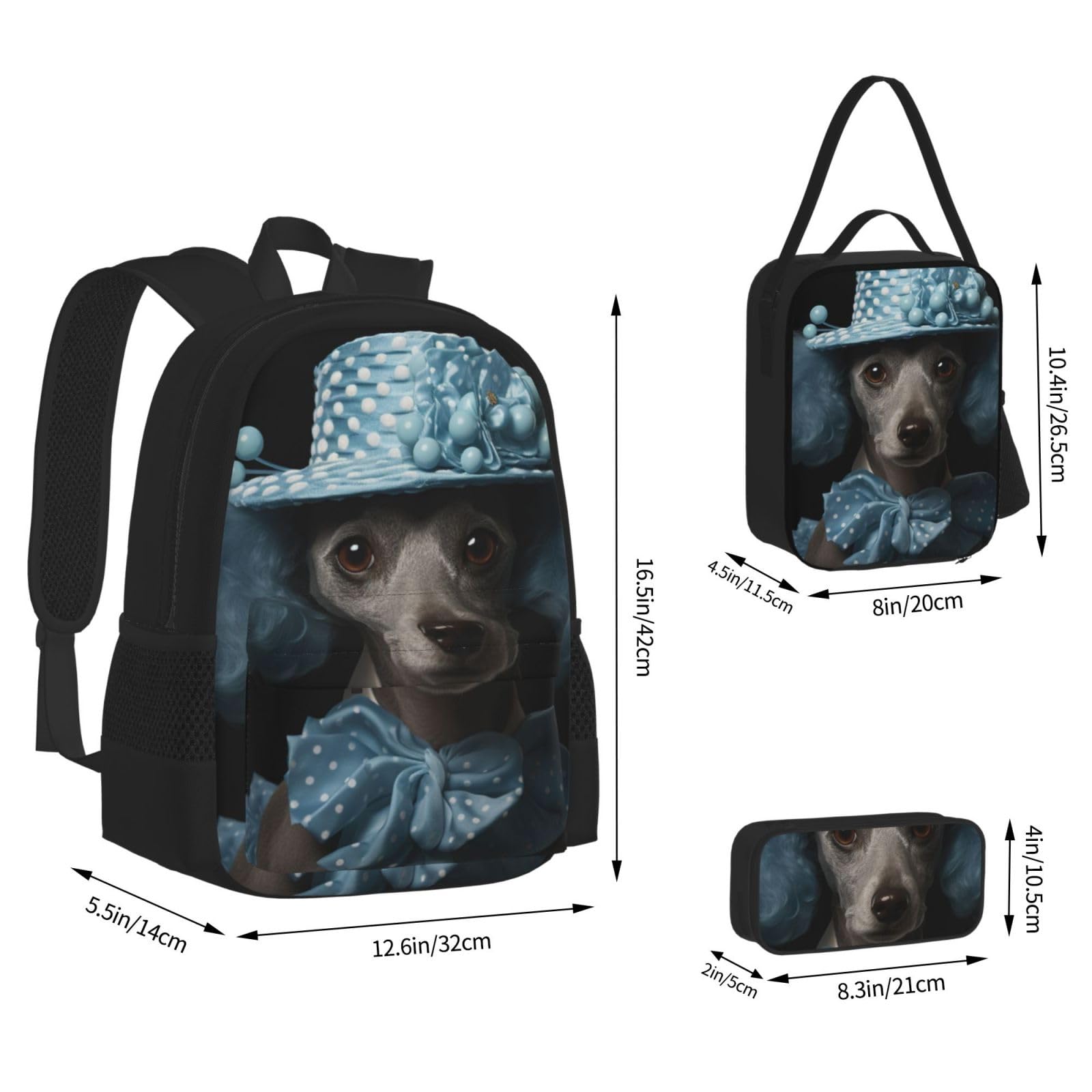 Zaino, borsa portapranzo, astuccio, set da 3 pezzi, per lavoro e