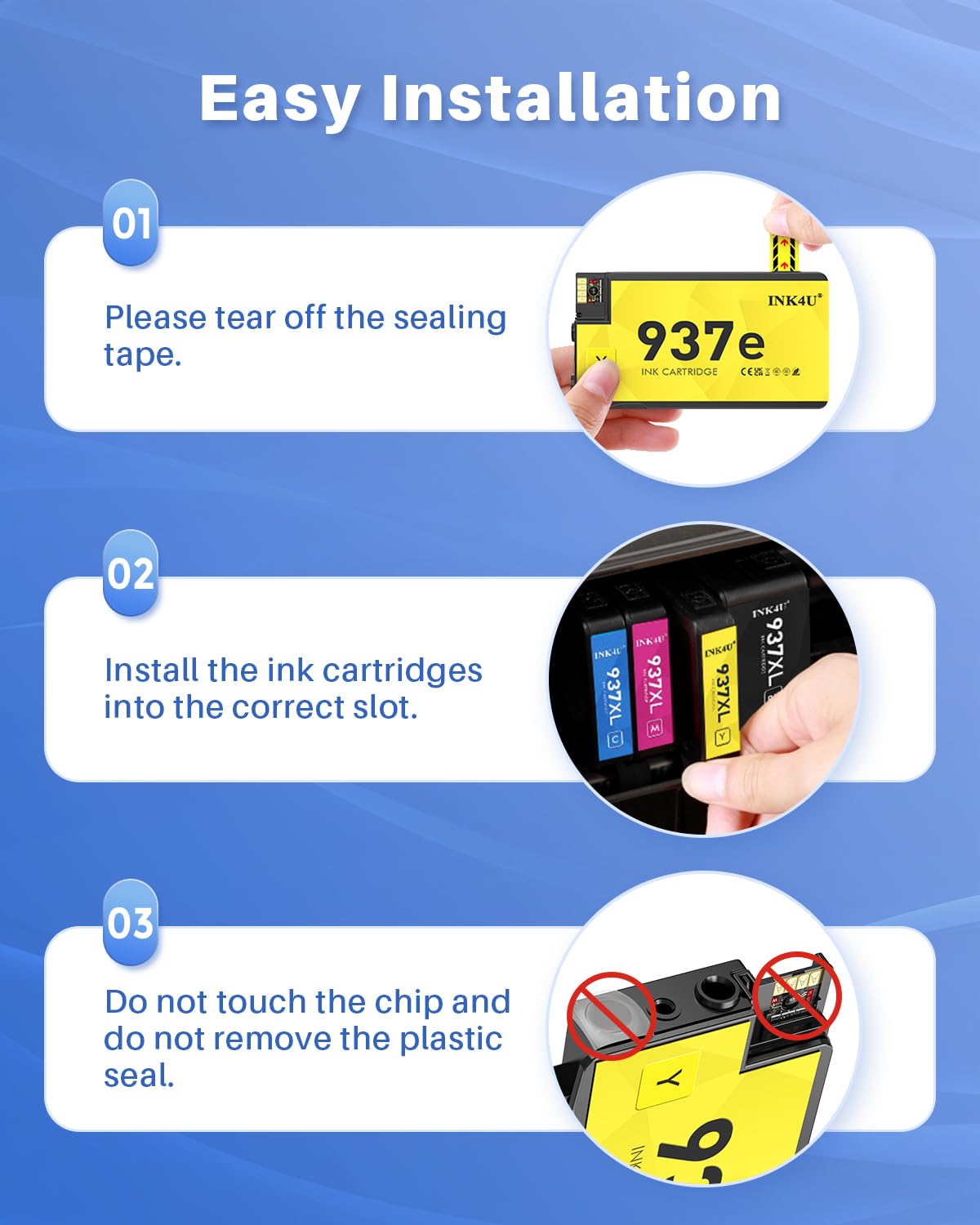 INK4U Lot de Cartouches 937XL (avec Puce) compatibles avec Les Cartouches