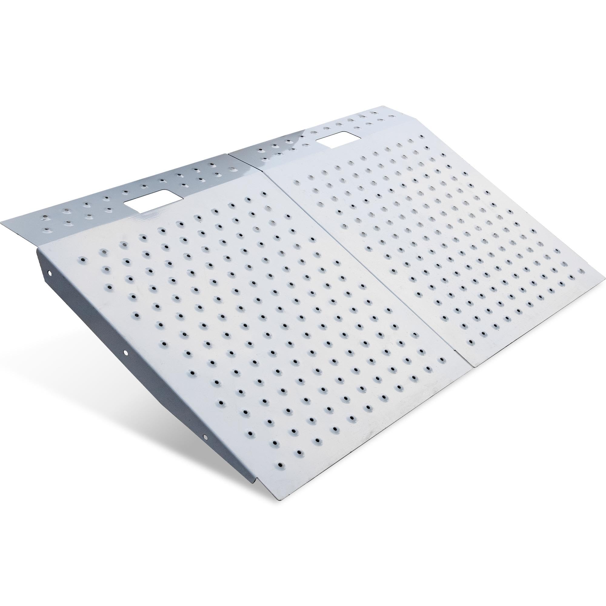 74 cm x 122 cm Schuppen Rampe für Rasenmäher & Gartenbedarf - Tragfähigkeit 680 kg Anti-Rutsch-Punchenplatte Auffahrrampe für ATV, Motorräder, Garagen & Ställe (2 Stück)