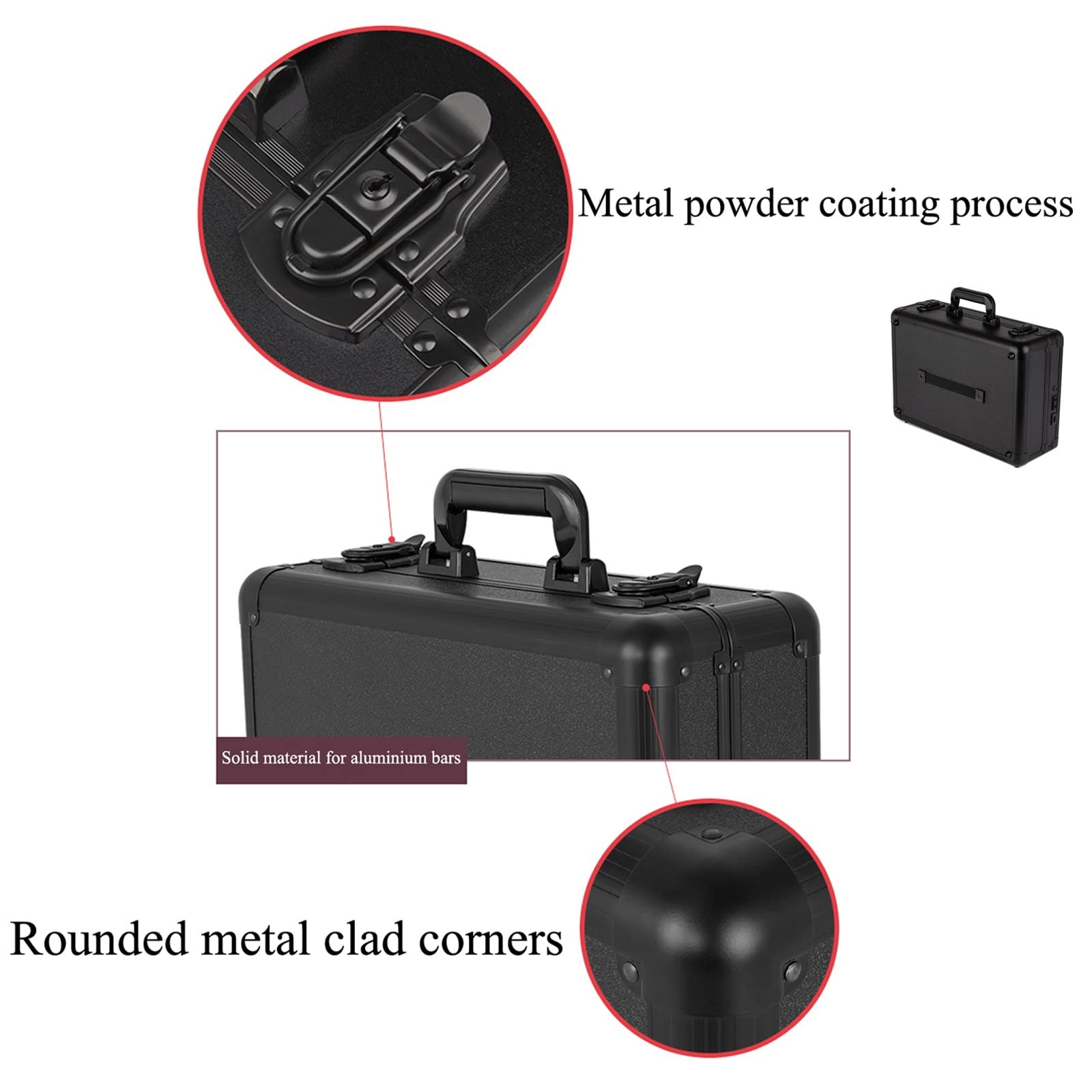 HJXGQJM Malette Maquillage avec Miroir, Beauty Case De Voyage Vanity Maquillage Boite, Aluminium, Stratifié Résistant Aux Rayures, Valise De Maquillage À LED, Diviseurs Réglables,Noir/Rose(Pink)
