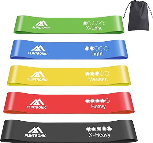 Miniatura 9 de flintronic Juego de 5 bandas de resistencia con 5 niveles de resistencia diferentes, bandas de bucle de ejercicio de fitness agradables a la piel