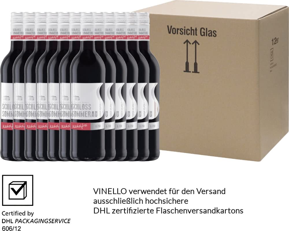 Schloss Sommerau Rotwein alkoholfrei von Sommerau - Rotwein 12 x 0,75l VINELLO - 12er - Weinpaket inkl. kostenlosem VINELLO.weinausgießer