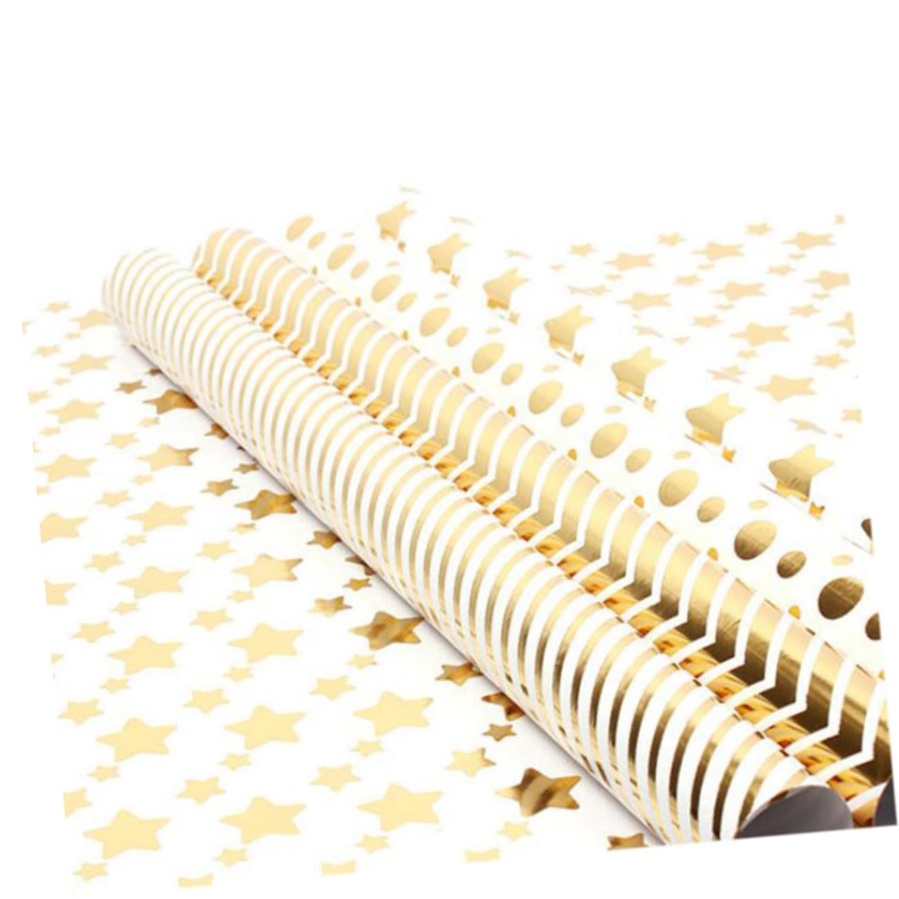 FRCOLOR Lot De 3 Rouleaux De Papier Doré De Luxe Motif Étoiles Pois Et Rayures Pour Anniversaire Mariage Fêtes 4 Pièces X 3