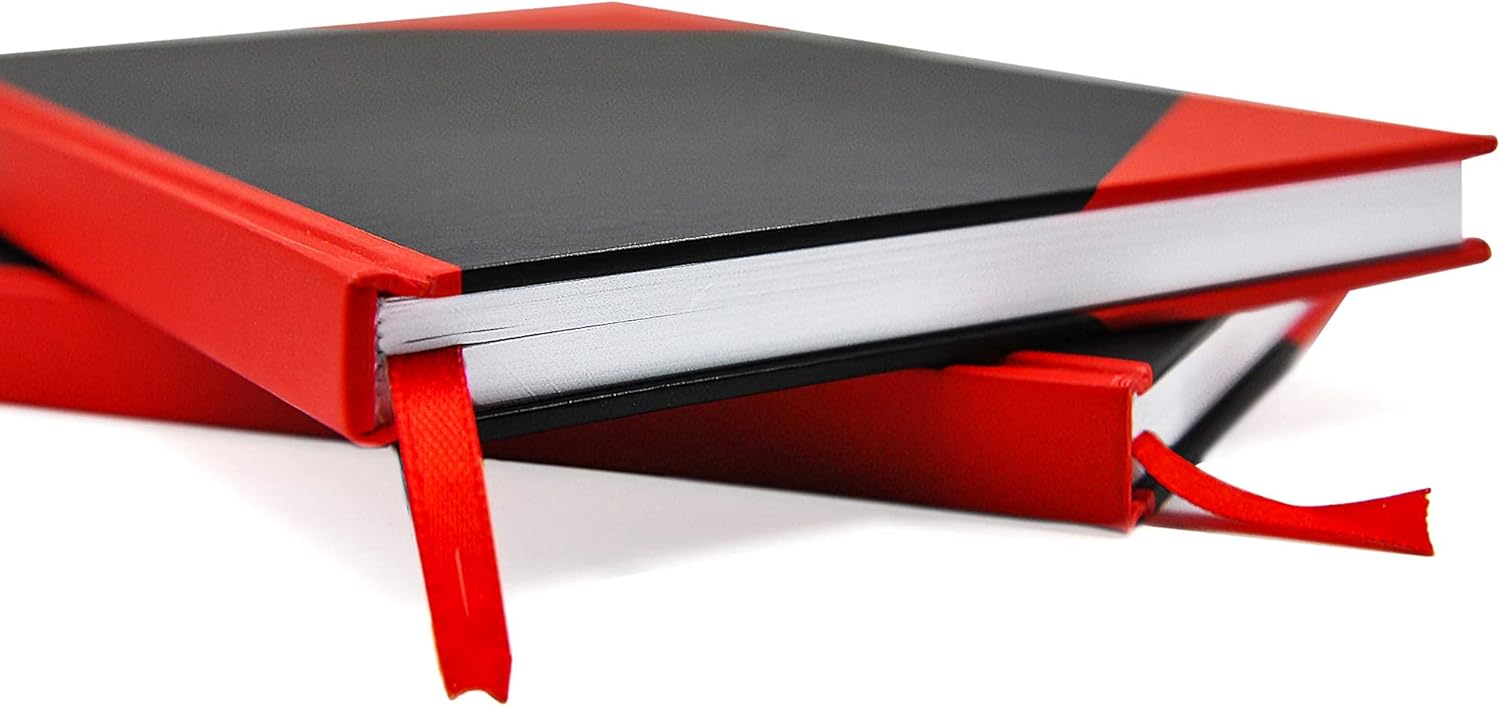 Notebook Journals,Lined Hardcover Notebooks For School,Work and Home.120Gsm Paper,Ghosting and Bleeding Resistance. (Black&Red)