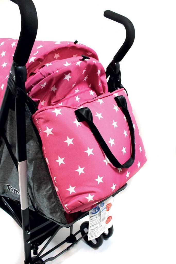 Passeggino Leggero 25Kg Nemo con Borsa Grey Pink Star Cappottina Parasole, Pieghevole con una Mano, Regolabile, Accessori, Cesto Portaoggetti GVC-8004