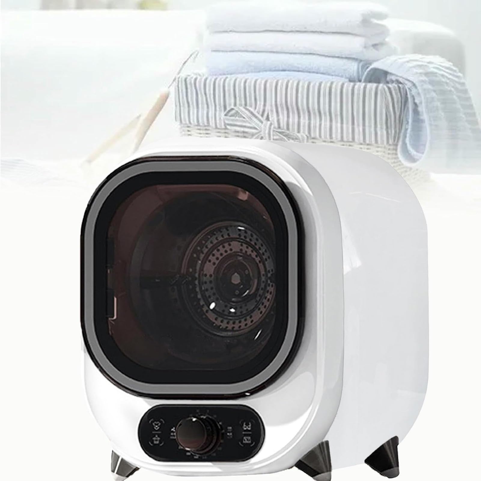 Small Condenser Spin Dryer with Stainless Steel Tub,with Dual Temperature Control Probe,Spin Condenser Clothes Dryer,0.8kg Load Capacity for Home, Apartments and RVs Compact for Small Spaces(B)