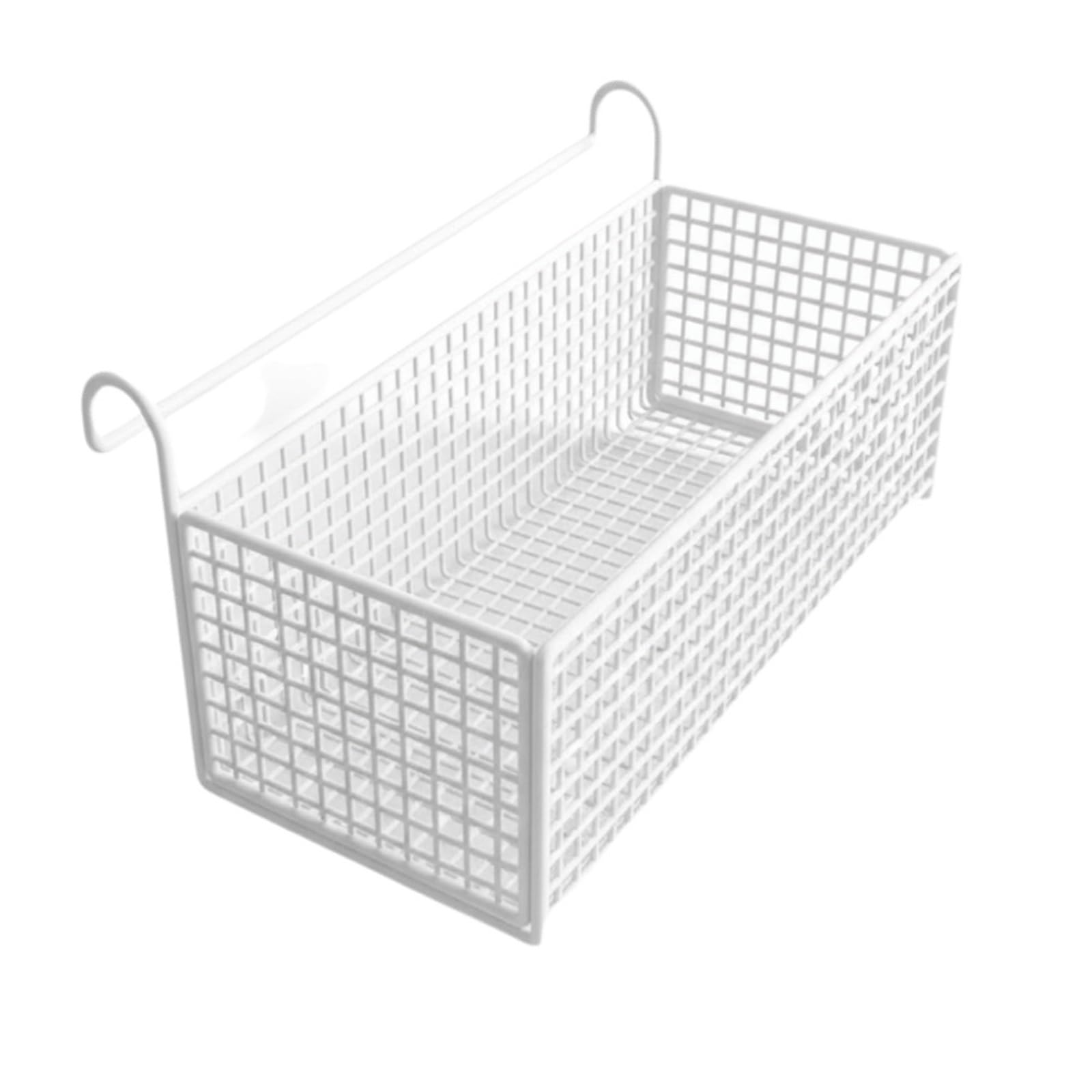 Hanging Storage Rack Iron Holder Bedside Basket No Drill Large Capacity Space-Saving Shelf Bathroom For Home(White)