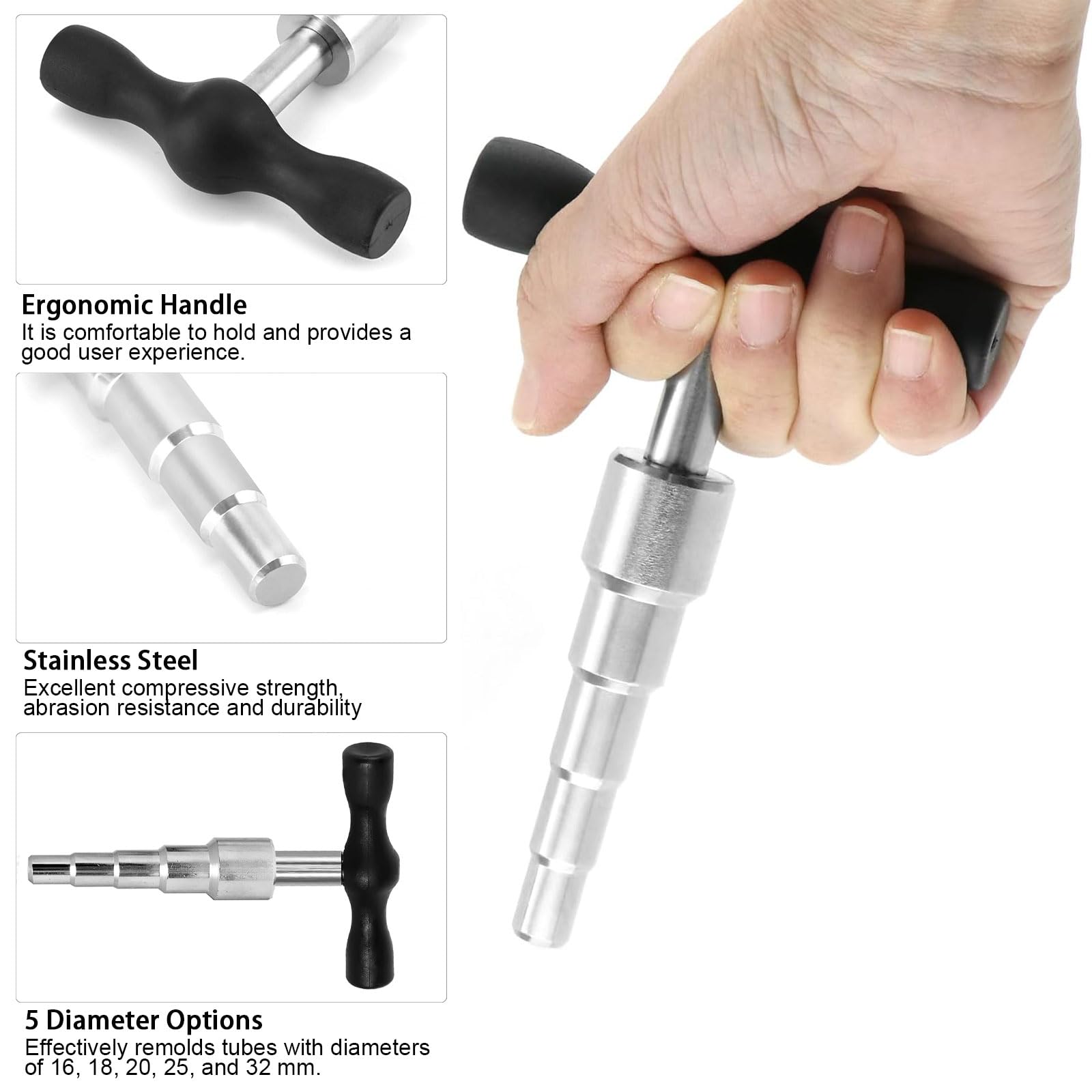 Kalibrierdorn, T-Kalibrierer, Rohre Kalibrierung, Metall Kalibrierer, Universal Rohr Expander für Mehrschichtverbundrohr, Heizrohr, Kunststoffrohr, Kupferrohr(16/18/20/25/32MM)