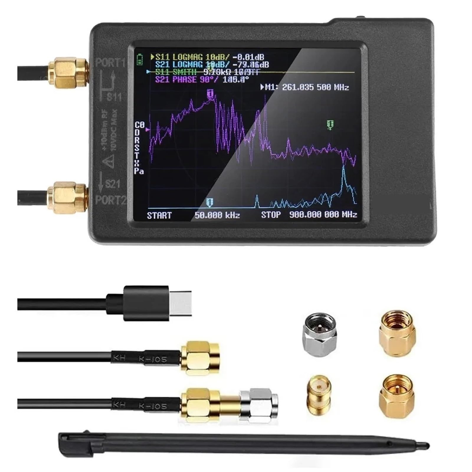 Netzwerkanalysator, Vector Network Antennenanalysator 10 KHz-1,5 GHz MF HF VHF UHF mit SD-Kartensteckplatz VNA-H Tester analysator