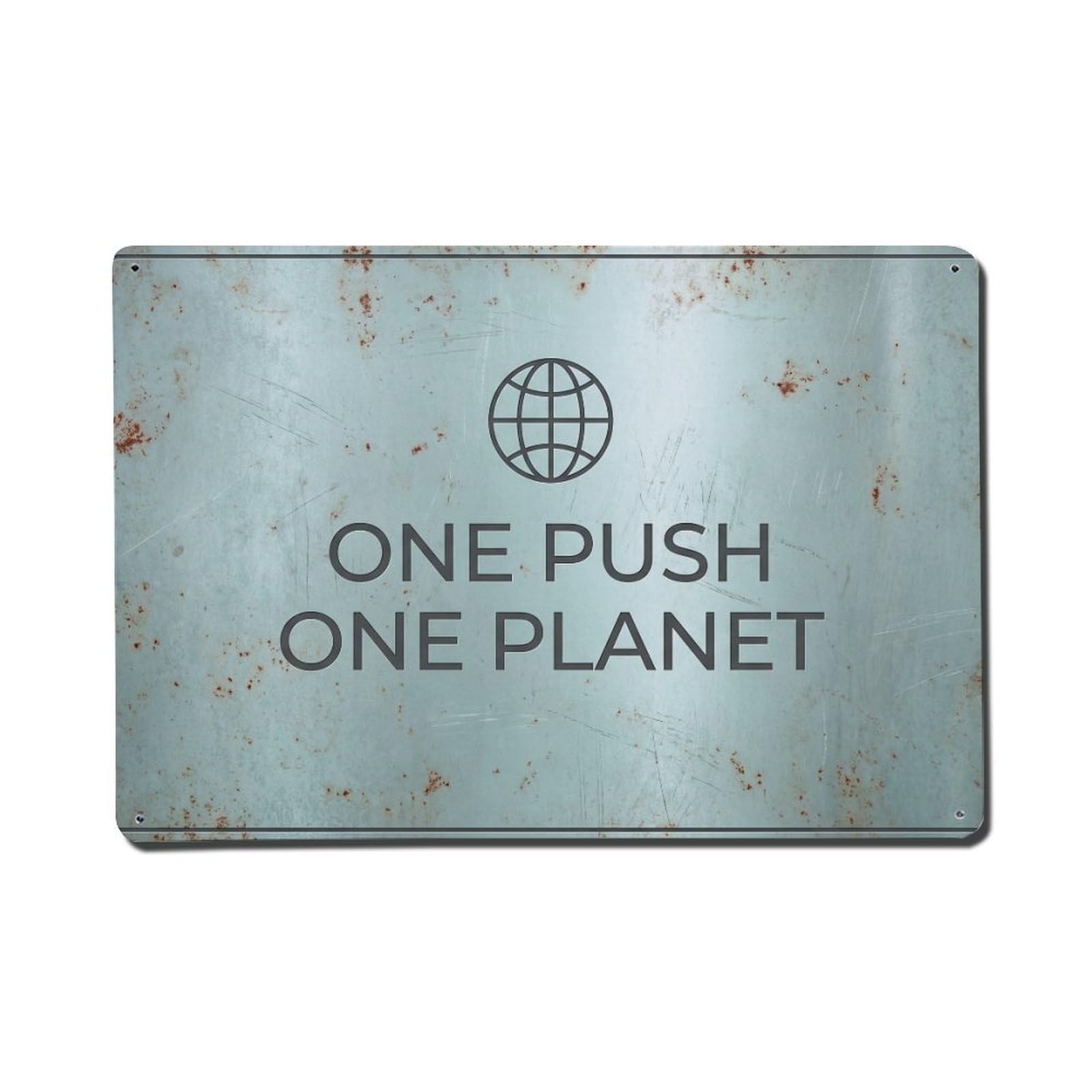 Olhnbad Style One Push One Planet Toilet Humor Minimal Modern Metal Tin Sign