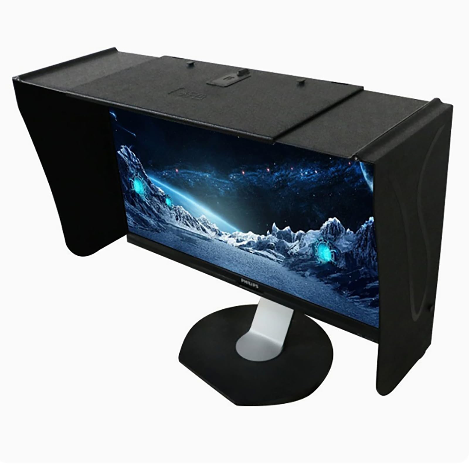 Video Monitor Hood Sunshade Sonnenblende, Faltbare Laptop-Sonnenblende Mit Mauspads, Verstellbare Blendbreite 41-71cm, Blendschutz Und Sichtschutz, Geeignet Für 17-27 Zoll Computergrößen