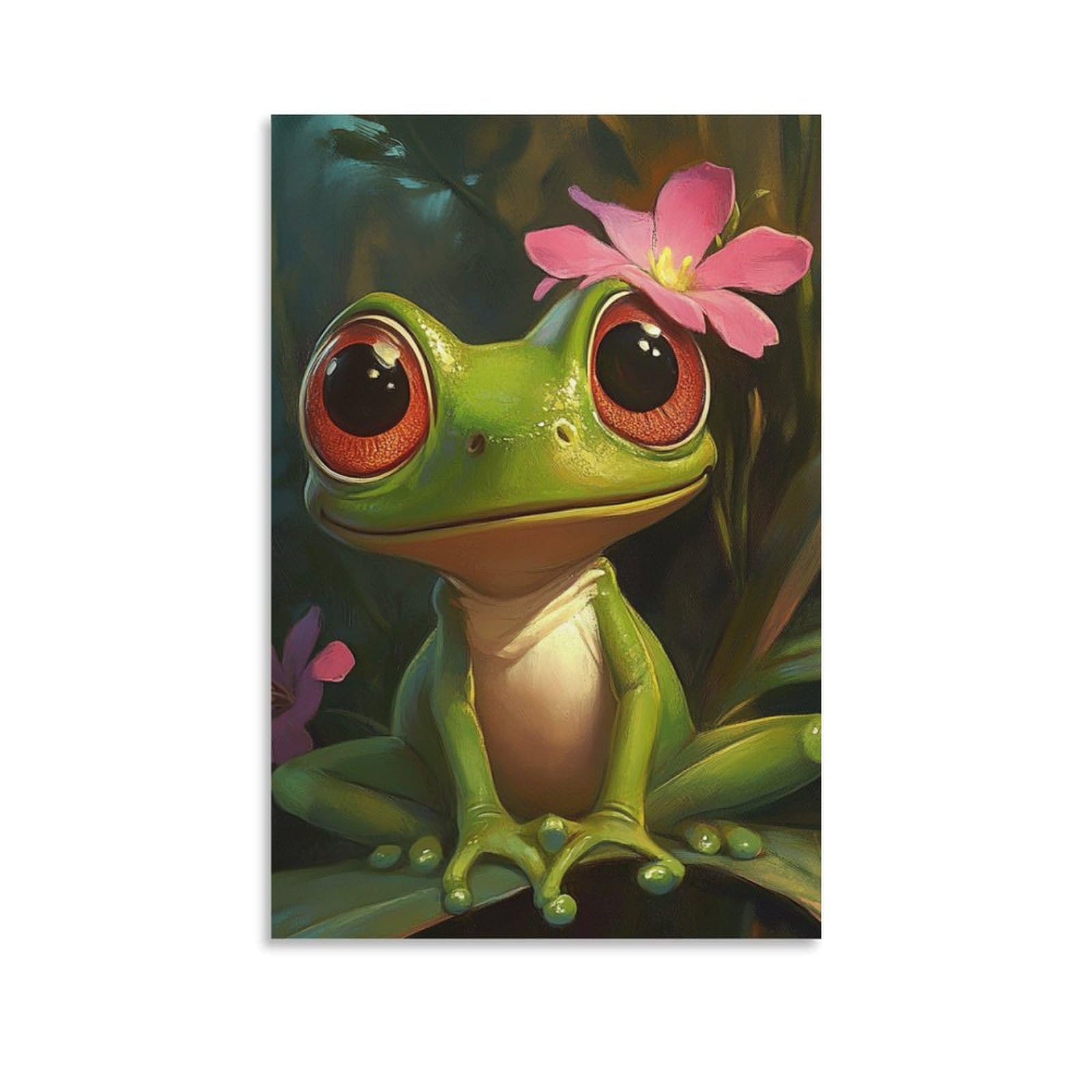 DHBANEIOK Tree Frog Wall Art Canvas Print Painting Wall Decor Set of Ornaments for Walls Bedroom Living Room 16x24inch(40x60cm)