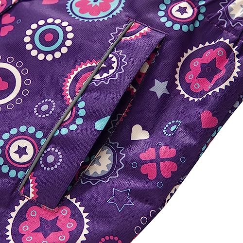 Image of Girls Rain Jacket Kids Hooded Raincoat Windbreaker with Fleece Lining
