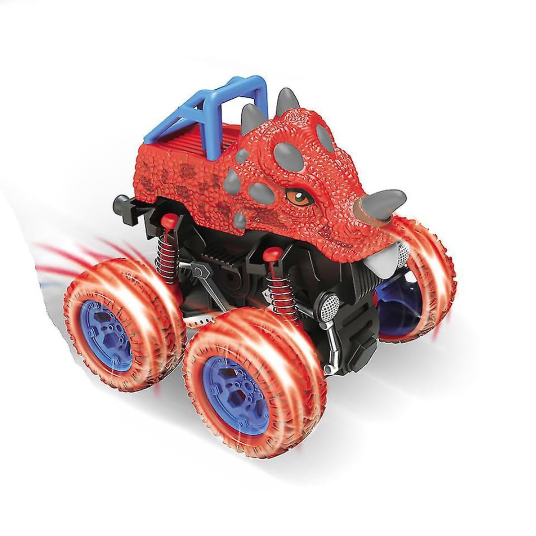 Inertia Dinosaur Fleet Toy - Red | Stunt Cars, No Batteries, for Kids | 3+