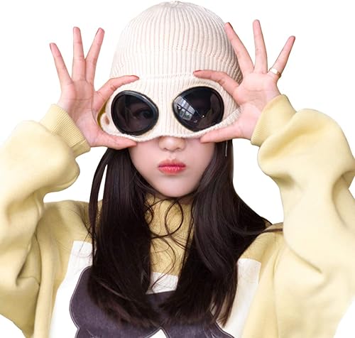 Miniatura 4 de Belsen Gorro de punto unisex con gafas de invierno cálido a prueba de viento