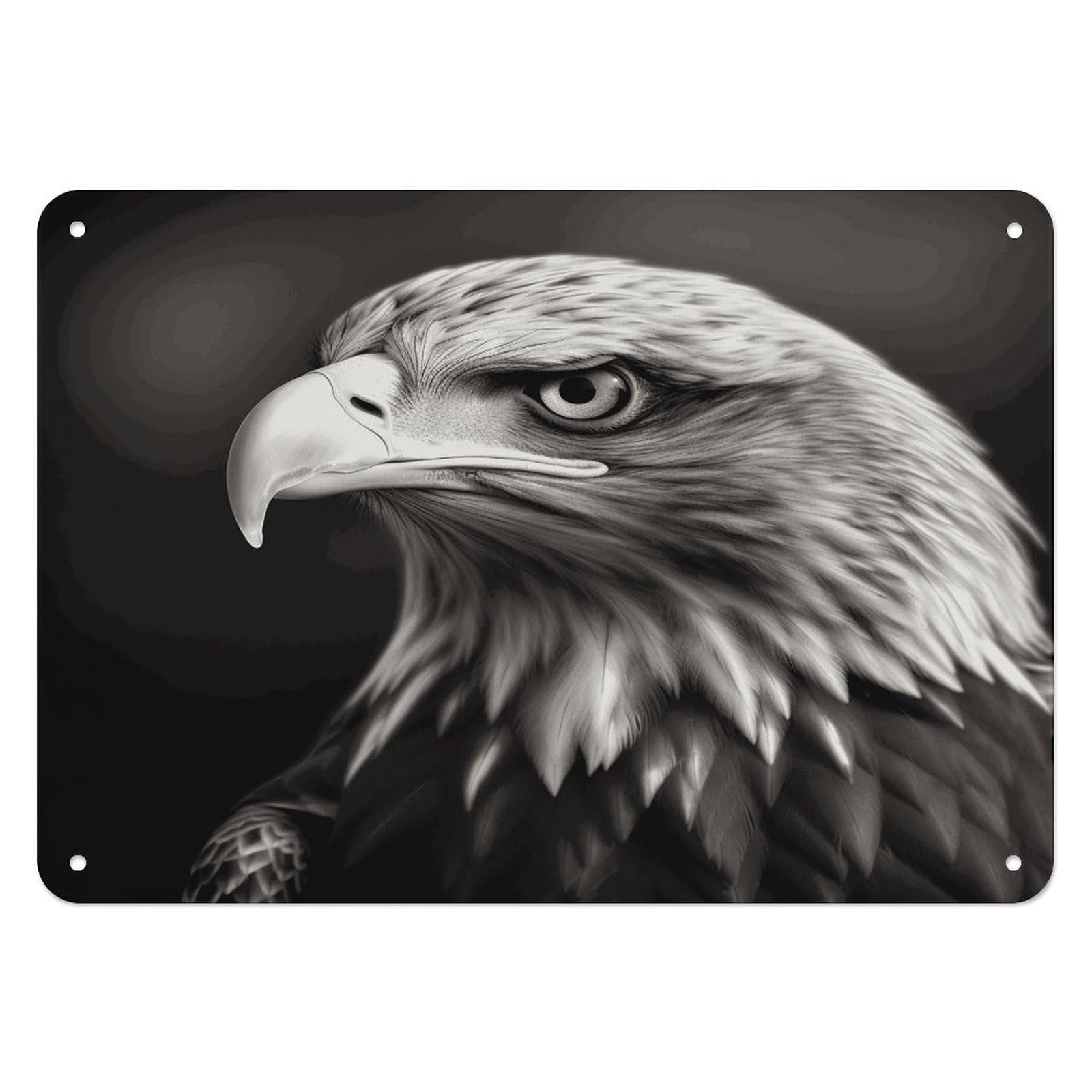 Fodpand Style Eagle Black And White Retro Vintage Metal Tin Sign,Wall Art Decor Garden Plaque Poster For Bedrooms Yard Bars Pubs Patios Porches 7.9X5.5 Inch