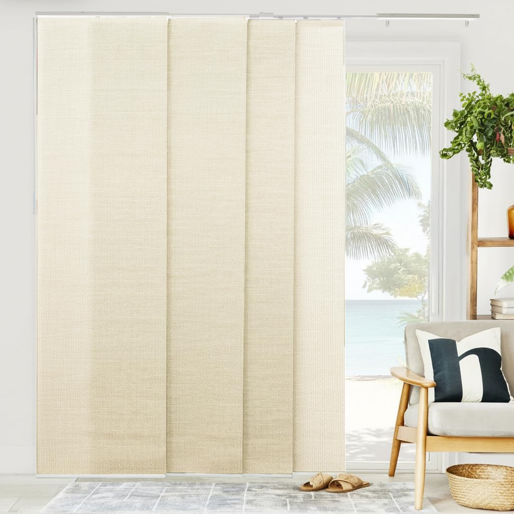 CHICOLOGY Vertical Blinds Divider Door Blinds for Sliding Glass Doors Temporary Wall Closet Curtain Room Door Beige Weave (Natural Woven) Width: 46-86 x Height: 96 inches