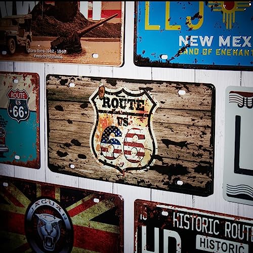 Image of Route us 66 wood Multipurpose Metal Signs - License Wall Plate, Decorative Car Tag - Ideal for Cafe, Restaurant, Shop, Home, Hotel, Club, Office, Living Area