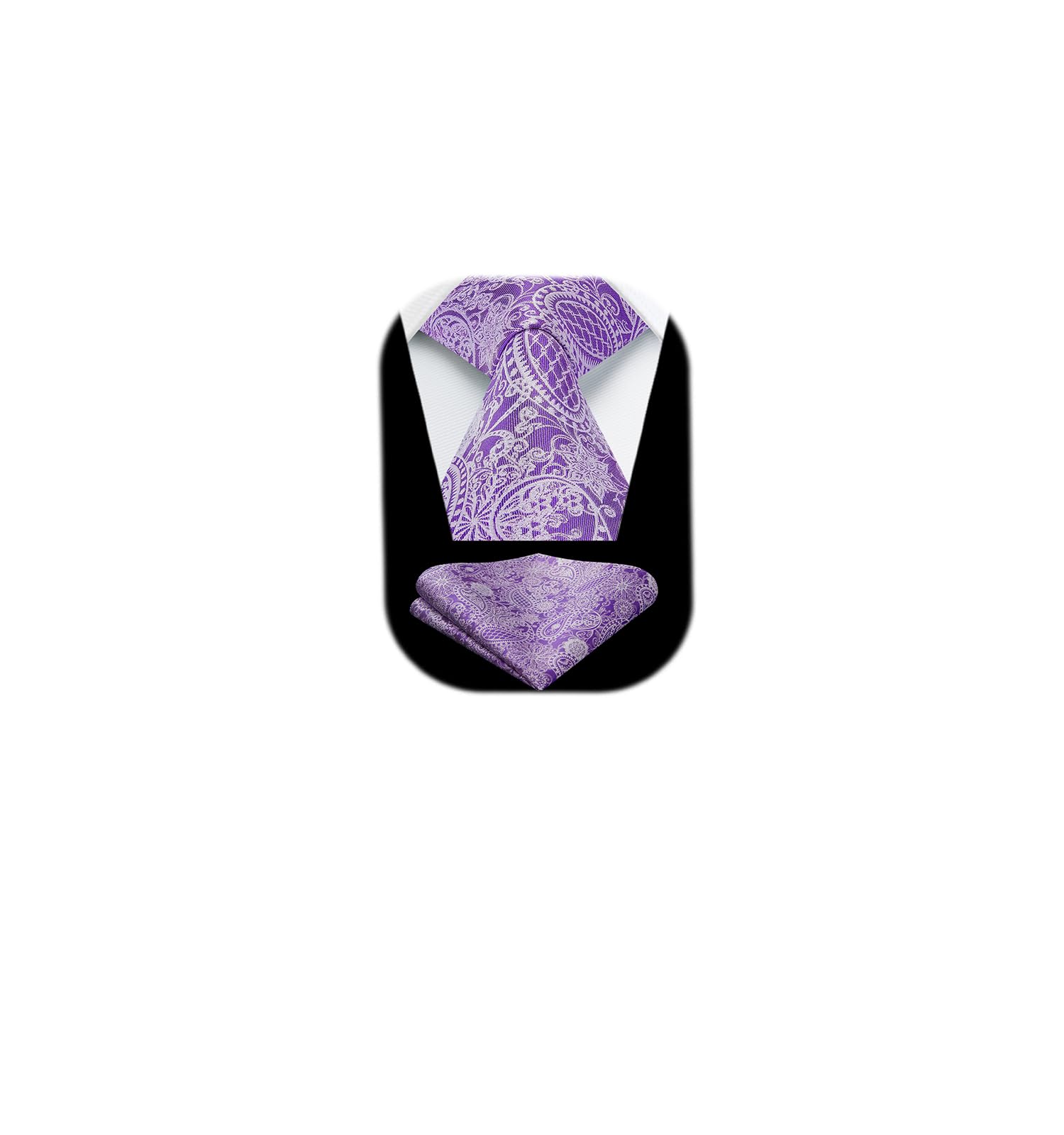 HISDERN Ties for Men Paisley Floral Tie Handkerchief Classic Woven Business Formal Necktie and Pocket Square Set Wedding