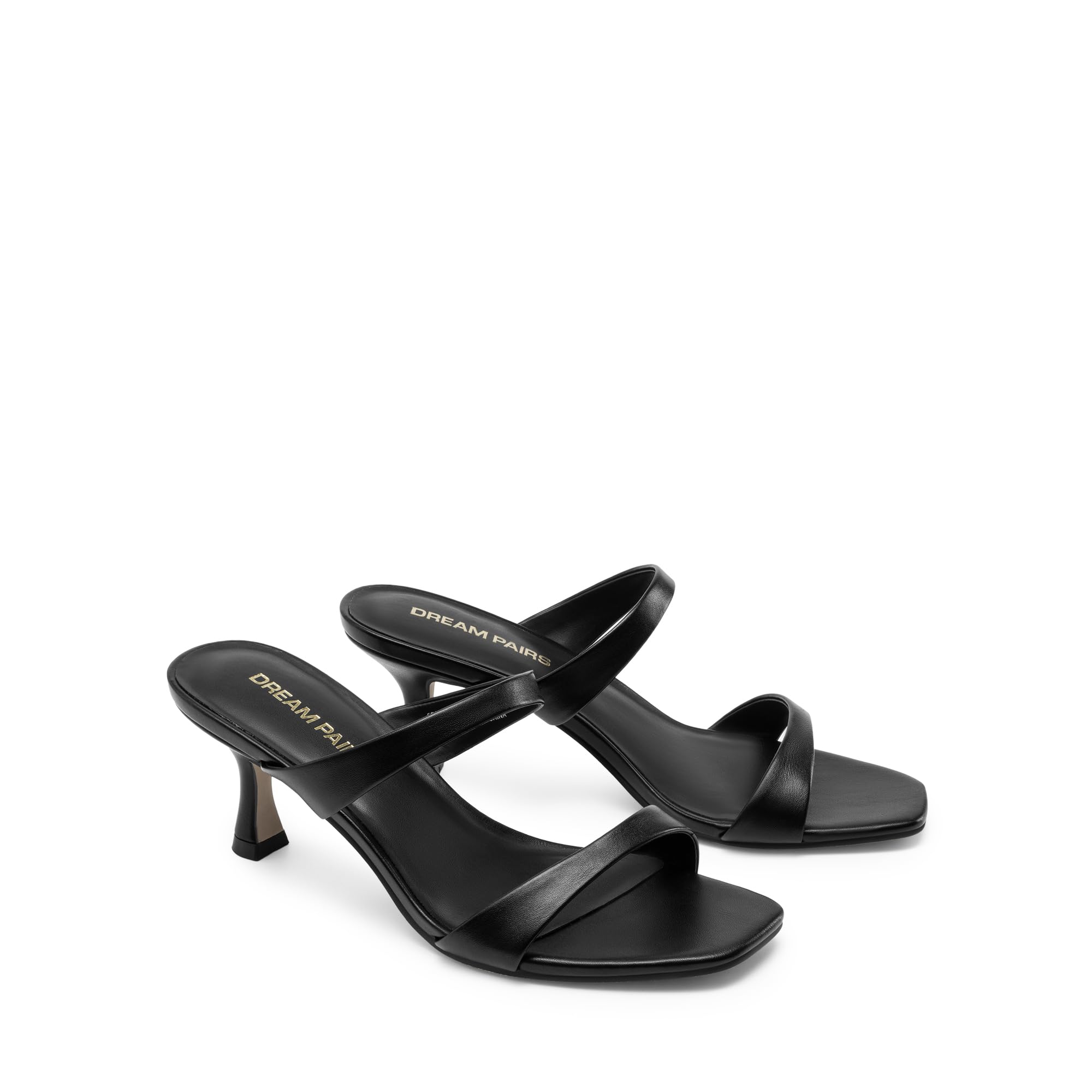 DREAM PAIRS Sandali da donna con tacco basso, punta quadrata, con due cinturini, stile casual, estivi